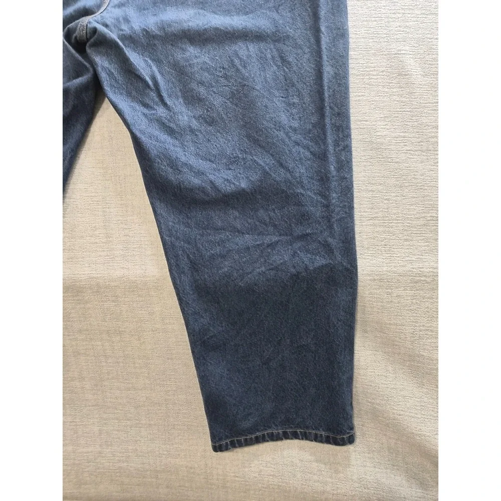 Harbor Bay Loose Fit Jeans Mens 52x30 Blue Denim Cotton Dark Wash Straight Leg
